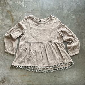 Cotton Bleu size Large Cream Tassel Shirt